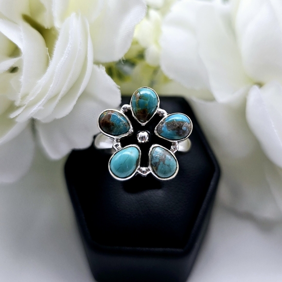 ❤️ AMERICAN FLOWER STERLING SILVER RING - Picture 6 of 7